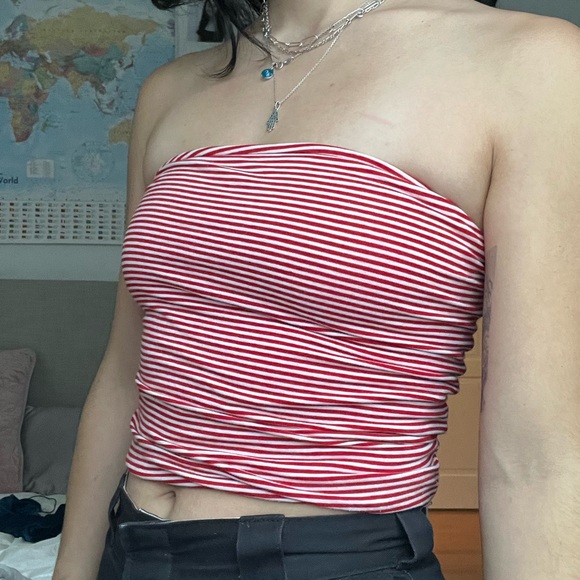 Red & White Brandy Melville Tube Top - Picture 5 of 7